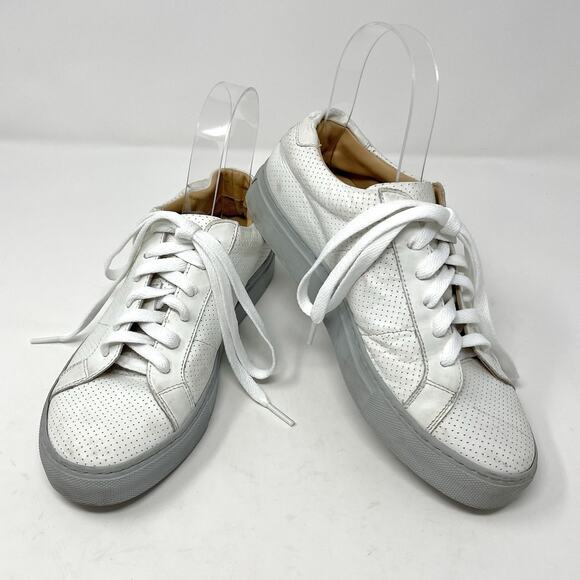Greats Womens Brooklyn White Leather Lace Up Sneakers SZ 7.5 Gray Outsole - Picture 1 of 12
